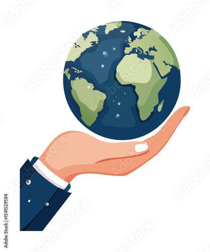 Hand Supporting Earth Reaching for Connection
