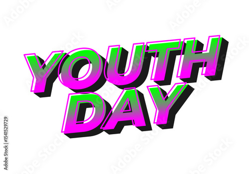 Youth day. Bold 3D text effect for energetic celebration design