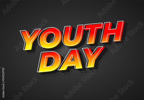 Youth day. Bold 3D text effect for energetic celebration design