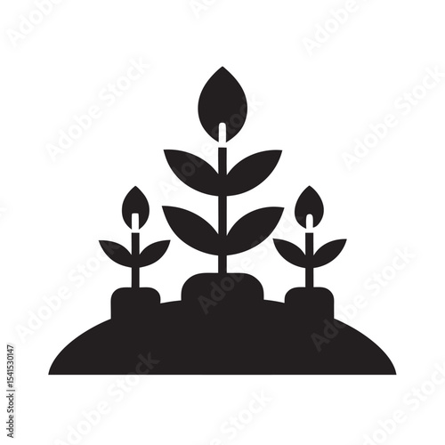 Biochar Sequestration Silhouette Vector Illustration