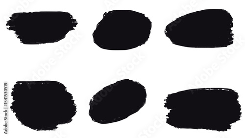 Black Ink Brush Stroke. Isolated on White Background. A bold black brush stroke with rough texture, isolated on a white background.