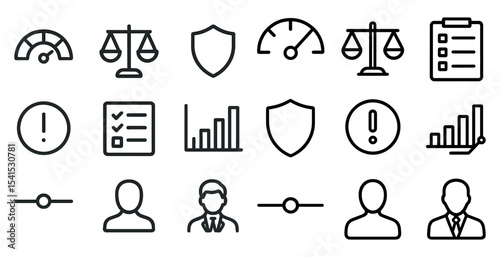 Business and office line icons set – outline, flat, professional symbols