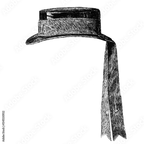 Victorian fashion line drawing women fashion accessories hat, scarf