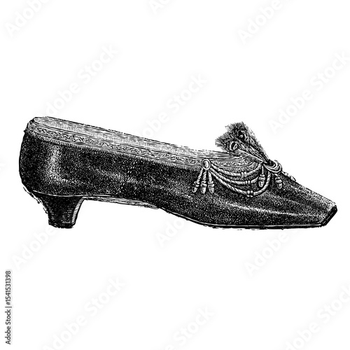 Victorian fashion line drawing women fashion accessories shoes