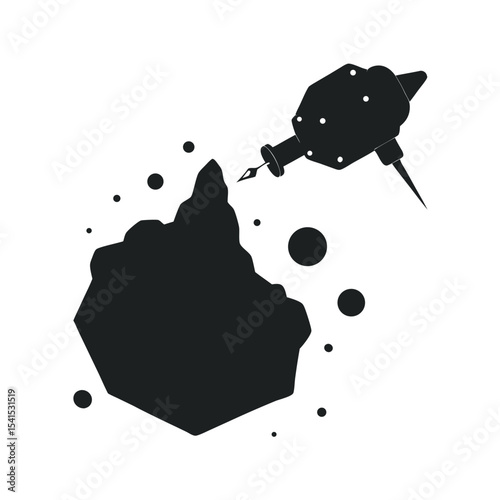 Asteroid Miner Silhouette Vector Design