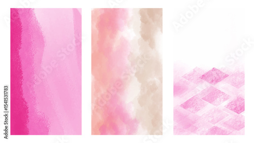 Set of pink watercolor background with copyspace for your design. vector.