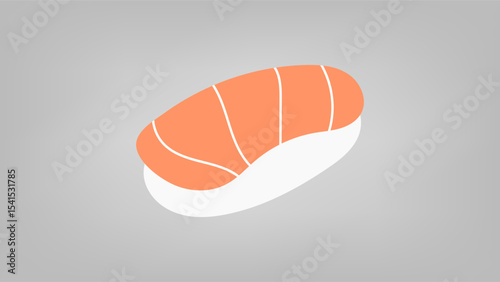 Salmon sushi on white background. vector.