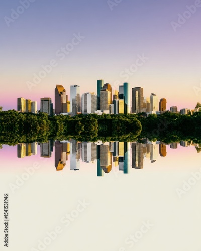 City Skyline Reflection at Sunset