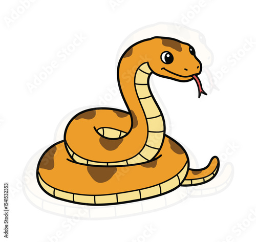 Vector Illustration of a Coiled Snake: Wildlife Animal Design, Minimalist and Elegant