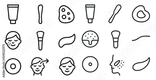 Beauty and skincare line icons set – outline, cosmetic, wellness symbols