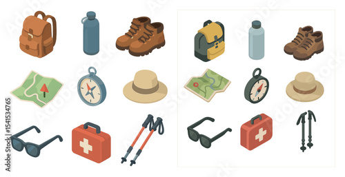 Outdoor adventure 3d icons set – camping, hiking, travel essentials collection