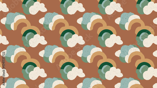 Colorful shapes form seamless rainbow cloud pattern design background graphic
