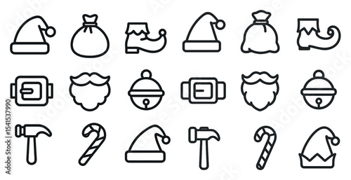 Christmas icons set – outline, linear, holiday and festive symbols