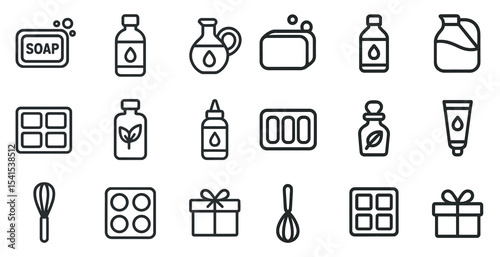 Personal care and hygiene line icons set – outline, skincare, grooming essentials