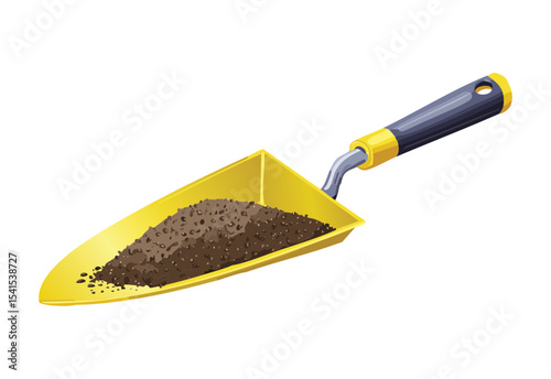 Yellow Trowel with Gardening Soil