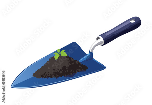 Blue Trowel Planting a Small Seedling