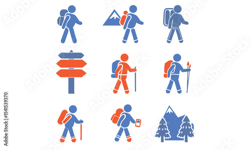 Hiking Man Pine Tree Mountain Travel Outdoor