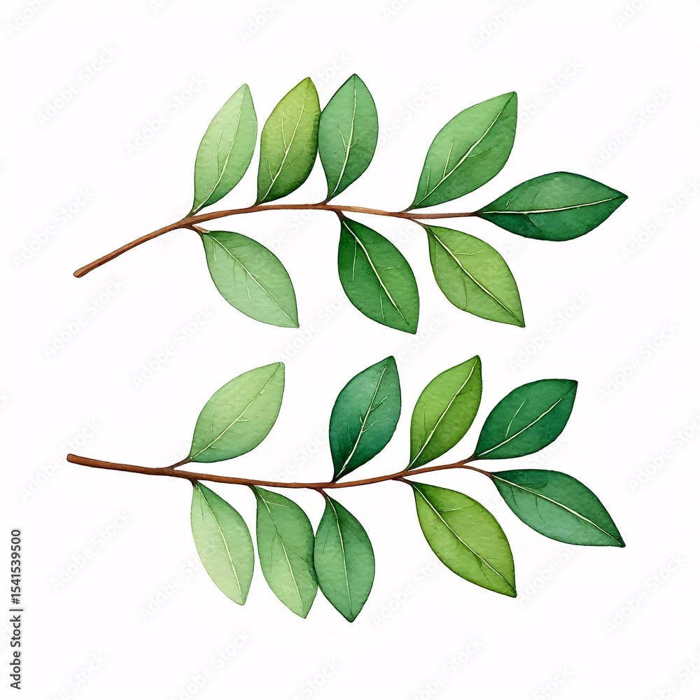 Naklejka premium Simple Greenery Elements: Perfect for Wedding and Invitation Designs.