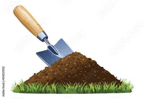 Shovel Carrying Brown Garden Soil