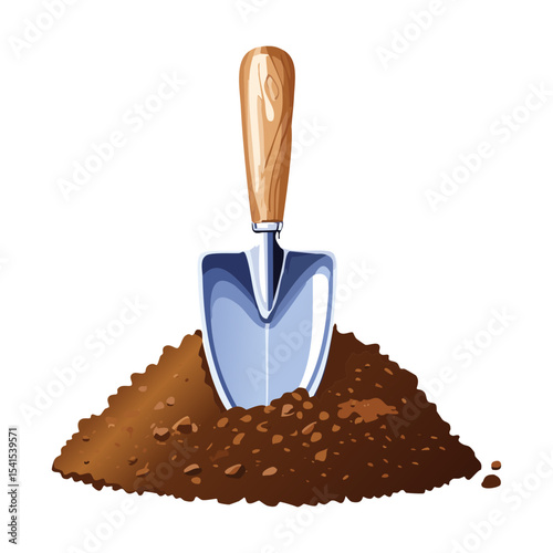 Shovel Standing Upright in Soil