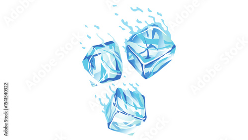 Vibrant Blue Ice Cubes with Cool Aura