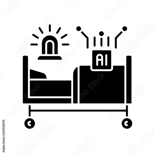 AI triage of patients black flat icon for digital and print projects.