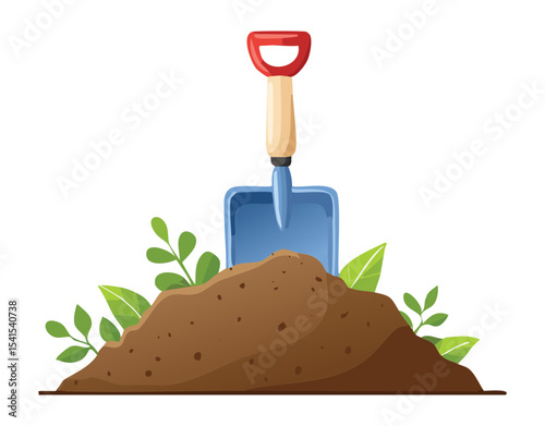 Shovel in Soil with Greenery