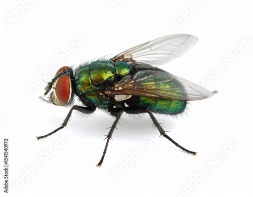 Wallpaper Mural Green fly close view over white background, no shadow Torontodigital.ca