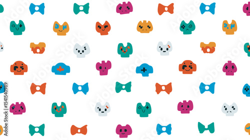 Colorful gamepad icons scatter across white surface creating pattern wallpaper