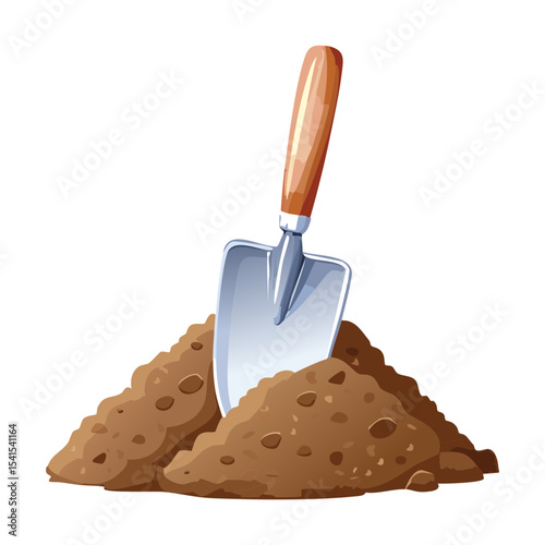 Classic Shovel in Brown Earth Pile