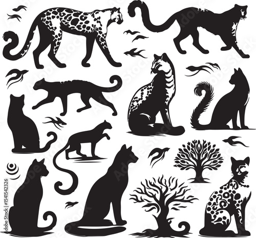 Set of chita silhouettes vector