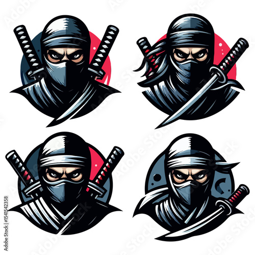 Ninja esport mascot logo design with sword