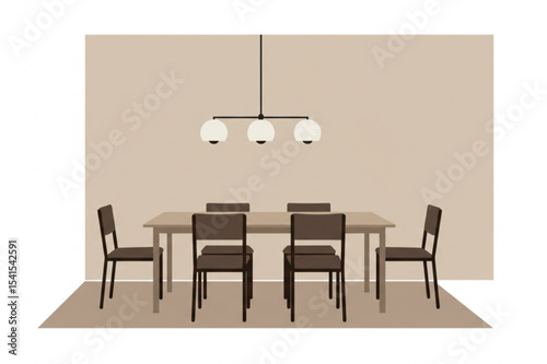 Modern Dining Room Design featuring a Minimalist Table and Chairs Set under a Stylish Pendant Light