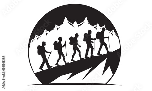 Hiking Man Pine Tree Mountain Travel Outdoor