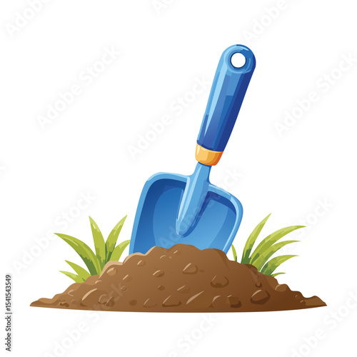 Blue Shovel Amidst Green Grass