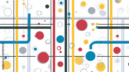 Abstract circles interact over white geometric arrangement backdrop decorative presentation