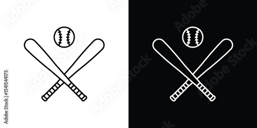 Baseball icon design. simple stroke line vector icon set