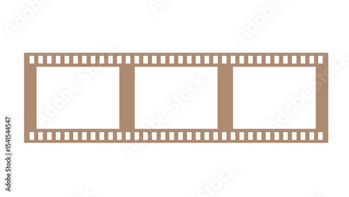 Vintage Film Strip Vector - Realistic Brown Movie Reel with Blank Frames and Transparent Background for Cinema