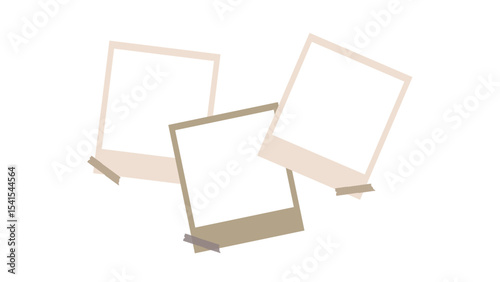 Overlapping Instant Photo Frames Vector - Blank Picture Templates with Transparent Background for Collages
