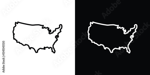 America map icon design. simple stroke line vector icon set