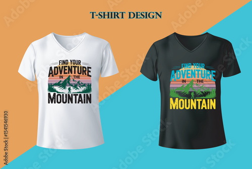 "Adventure In The Mountain" T Shirt Design vector