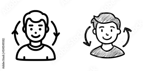 Symbol for refreshing user profiles, indicating updates and revisions on websites and mobile apps