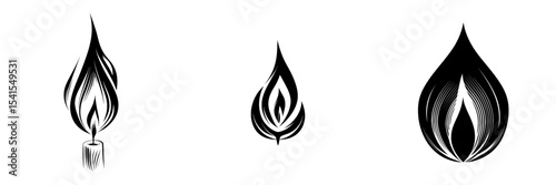 The minimalist modern aesthetic of a black candle flame is well-suited for creating peaceful and calming visuals in a variety of projects