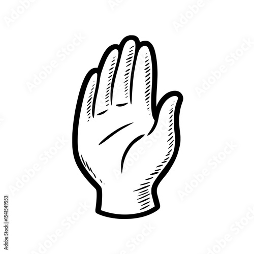 A minimalist design backdrop features a basic black hand silhouette giving a greeting or signal