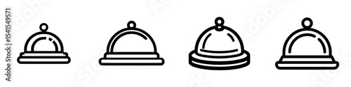 Modern flat black trendy style illustration for web and app, represented by a service bell line icon, in .eps format
