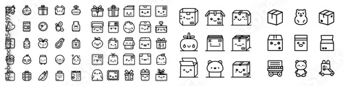 Thin line icons representing package issues, featuring editable strokes and perfect pixels on a transparent background