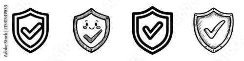 A modern shield icon featuring a check mark represents enduring and verified pharmaceutical protection with a customizable outline
