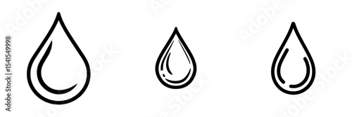 A water drop outline serves as a modern illustration for use in graphic design resources and as a symbol representing water in icons