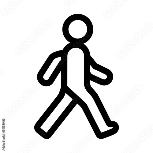 The pictogram is a simple black representation of a pedestrian walking in a distinctive manner