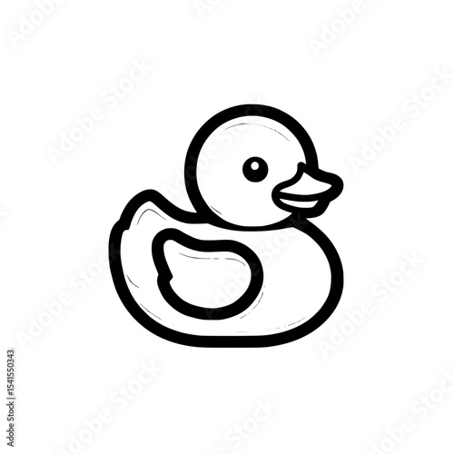 The duck toy icon, rendered in a simple line style and colored white and black, is included in a collection for web, mobile, and UI applications